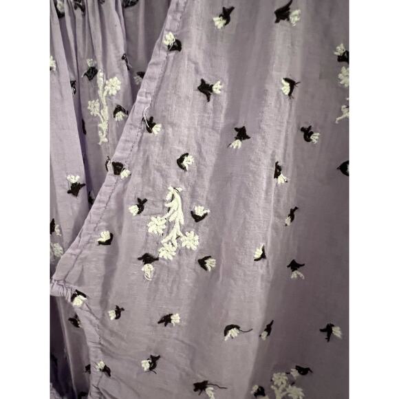 Free People La Rose Embroidered Cropped Blouse Top Cutout Ruffle Lilac Sz S Boho - Picture 5 of 8